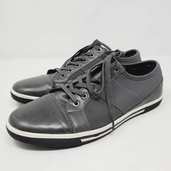 Zanzara Other - Zanzara Rory Sneaker Black & Gray Panel Casual Faux Leather Shoes Sz 9.5